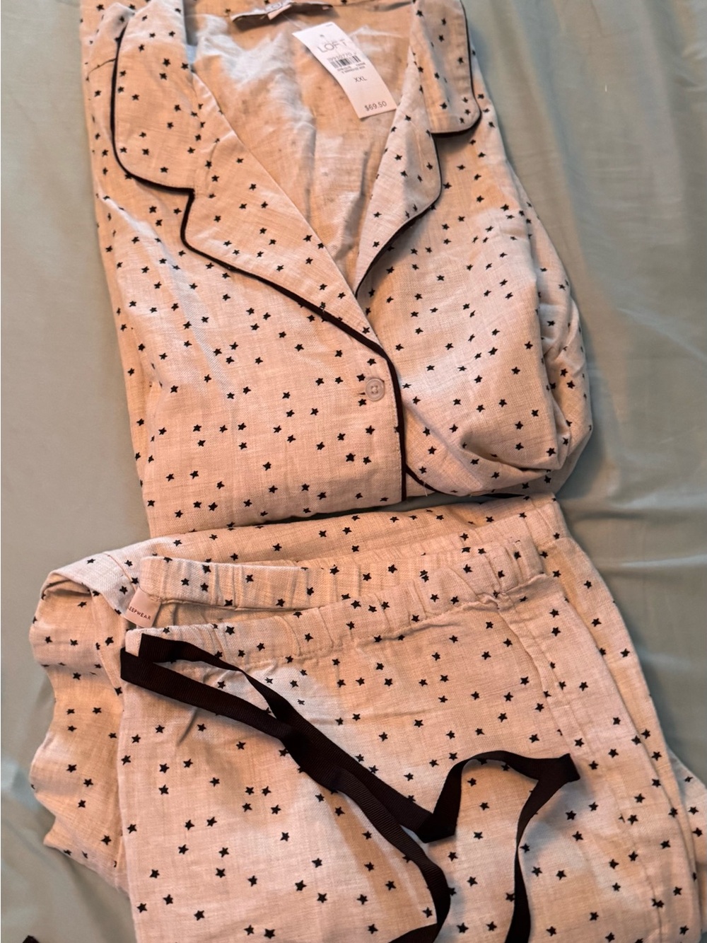 LOFT Women's Beige Star-Print Pajama Set